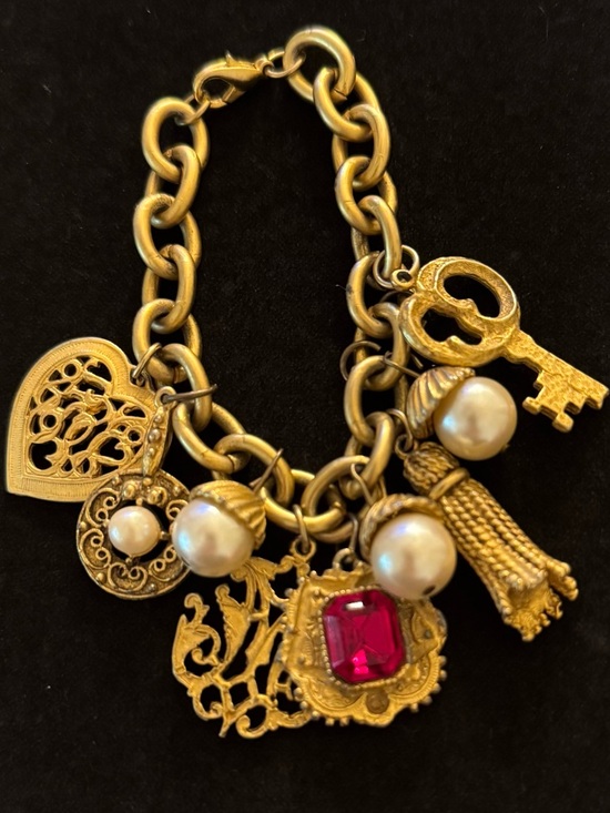 Vintage Jewelry - French Etruscan RARE VTG Charm Bracelet